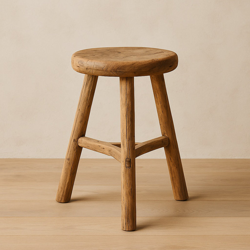 Marquise Solid Wood Accent Stool, 3 Legs