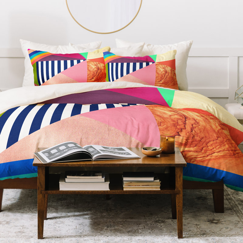 Modern & Contemporary Polyester Geometric Shapes Duvet Cover, Queen