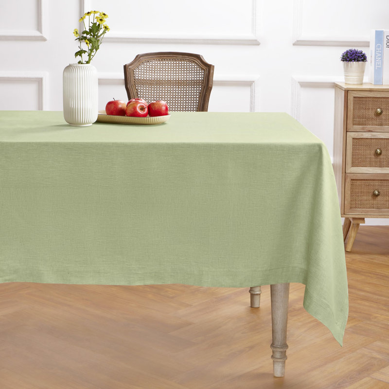 100% Pure Linen Tablecloth - Athena, 108" x 60", Chambray Olive