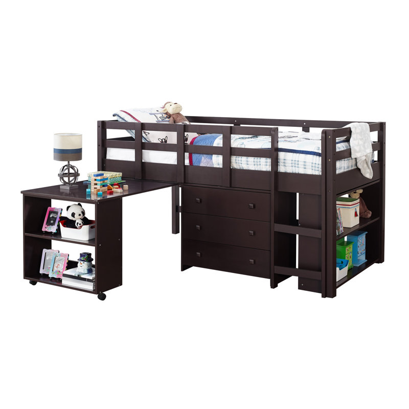 Dreem Kids Twin Loft Bed with Drawers, Espresso