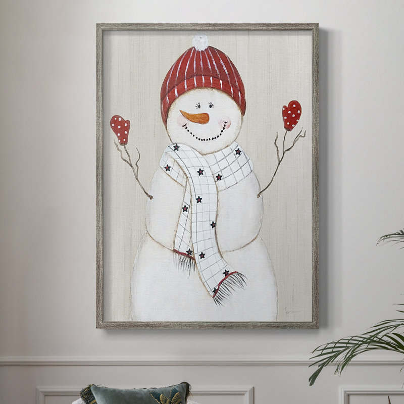 Festive Snowman III, reproduction encadrée - bois massif, H 15 po x l 12 po