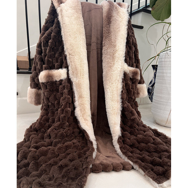 Long manteau à garniture sherpa moka, G / TG, Brun