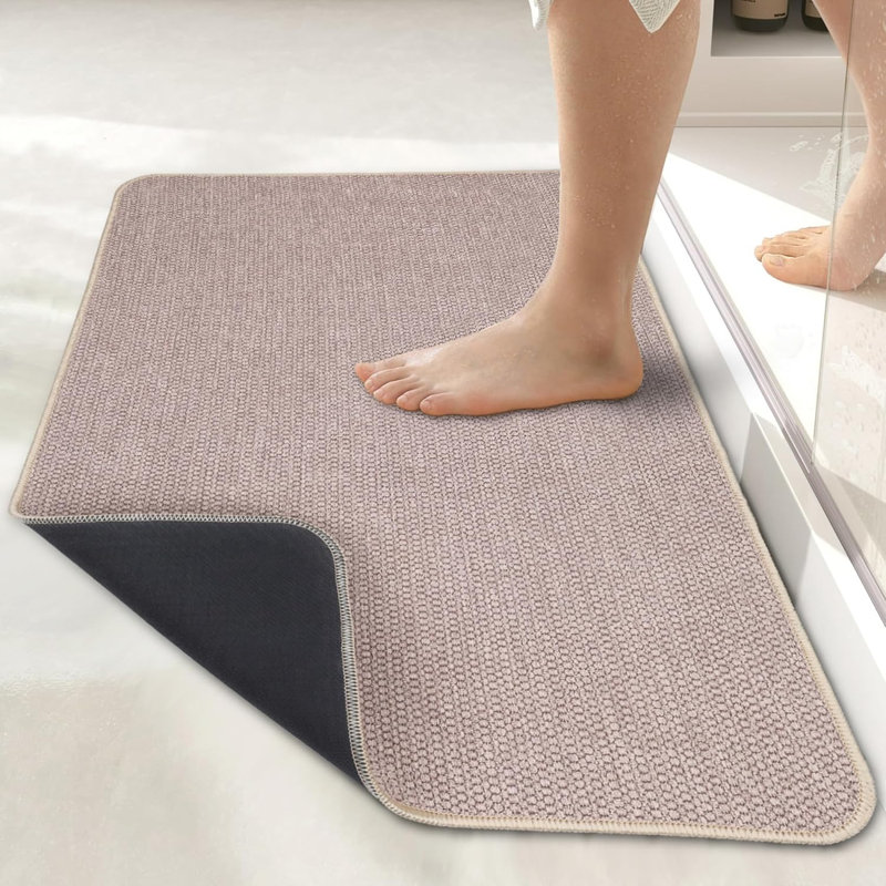 Tapis de bain ultra minces lavables à la machine, 17 x 27 inch, Beige