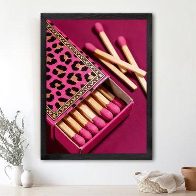 Black Framed Vintage Cheetah Matchbox Wall Art Creative and fun Style Framed Prints