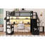 Lit mezzanine double avec escalier gauche ou droit, garde-robe, bureau en L, tablettes de rangement et 16 lumières à DEL de couleur, noir, capacité de 350 lb, choix de lumières intégrées, charge maximale