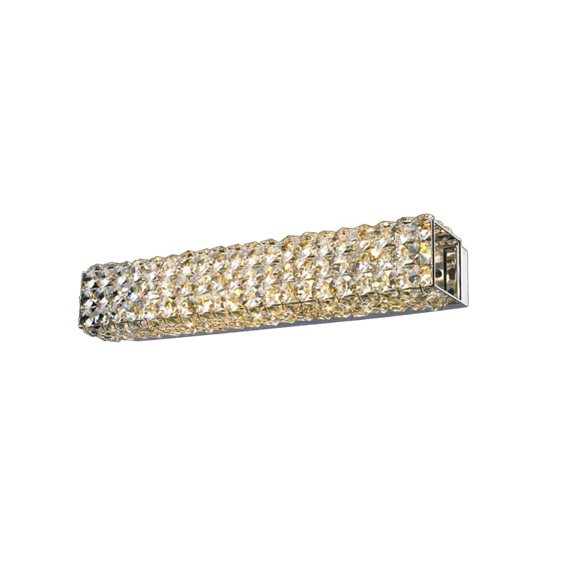 4-Light Chrome Wall Sconce With Clear Crystal Accents