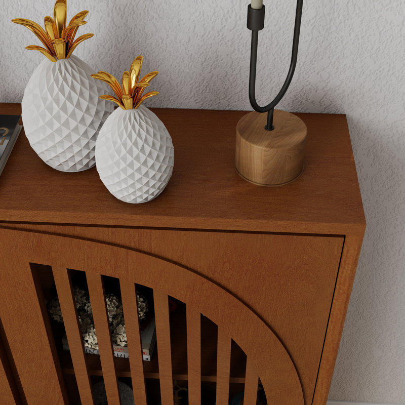 Buffet moderne cannelé, noyer, Noyer foncé