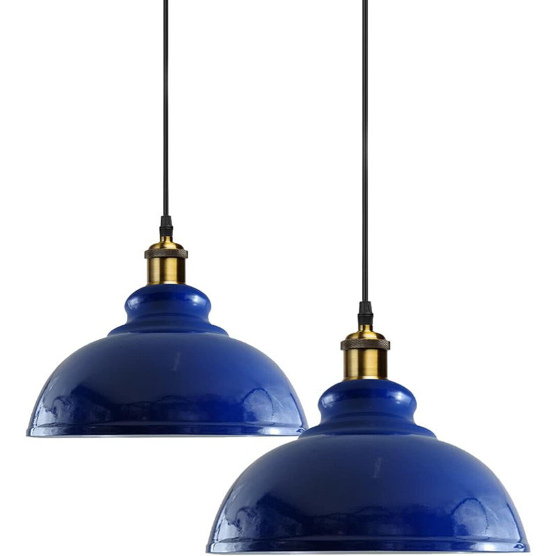 2 - Light Dome Pendant, Navy Blue