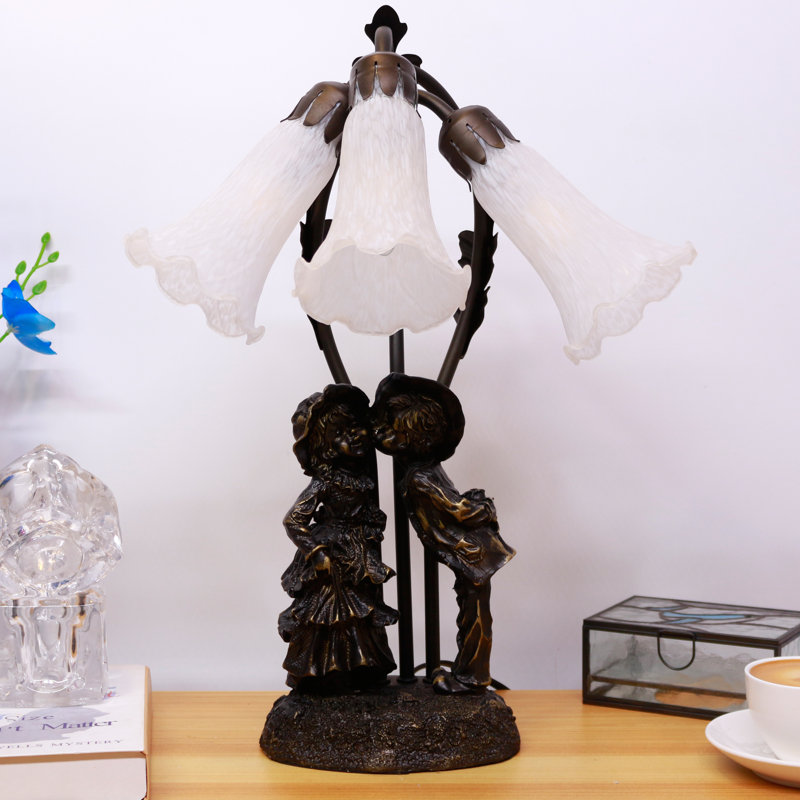 Amena Resin Desk Lamp, White Alabaster