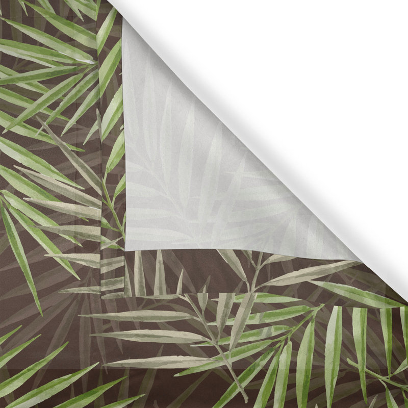 Rideau à œillets à motif de feuilles de palmier tropicale Bay Isle Home ™ 50 po x 96 po vert réséda et caramel
