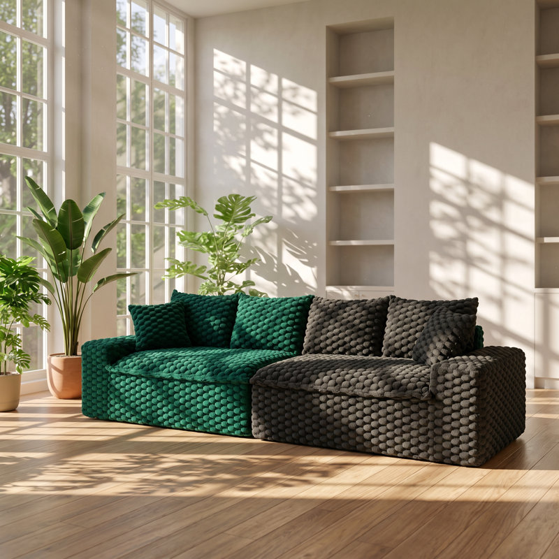 Canapé 4 places à blocs de couleurs l 120,08 po x P 35,43 po x H 36,22 po Aurelia