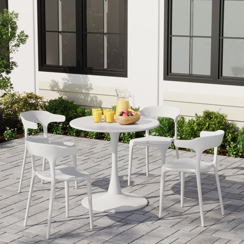 Ensemble repas extérieur pour 4 personnes, Blanc