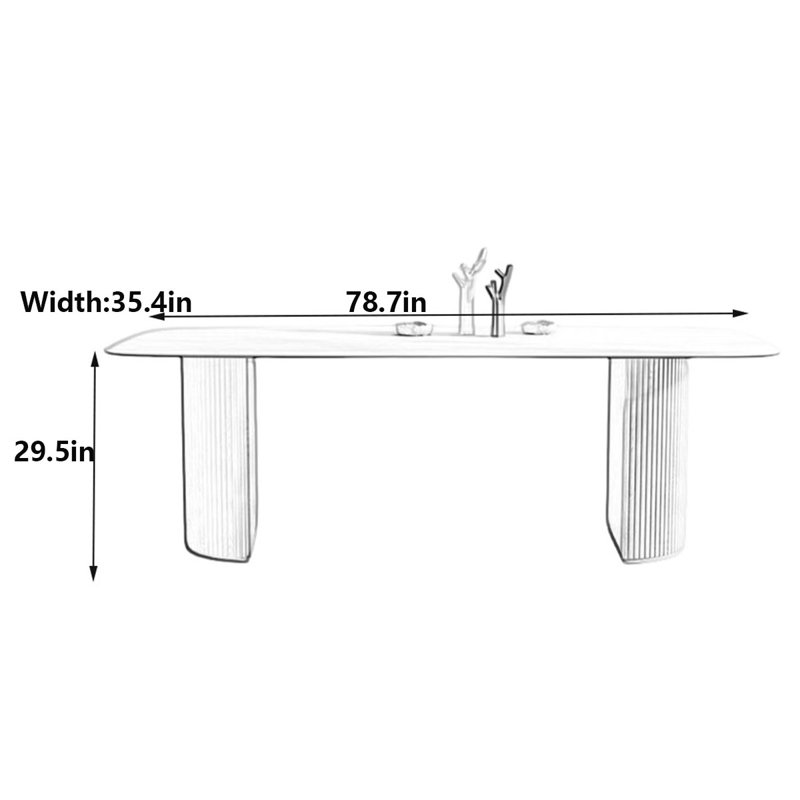 Table de salle à manger Elegant Rock, H 29,5 po x L 78,7 po x l 35,4 po
