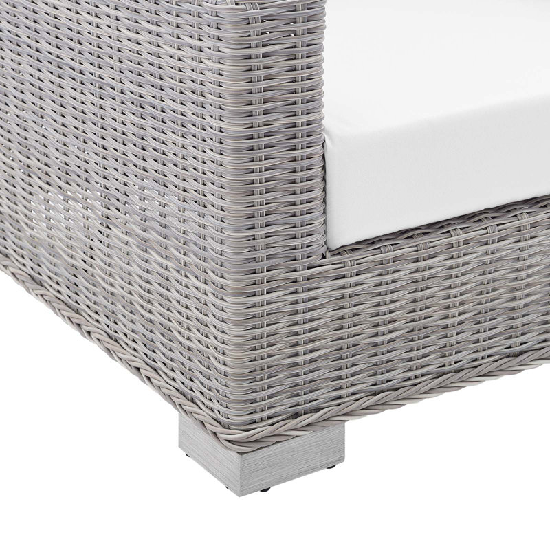 Conway Outdoor Patio Wicker Rattan Armchair, White Sunbrella®