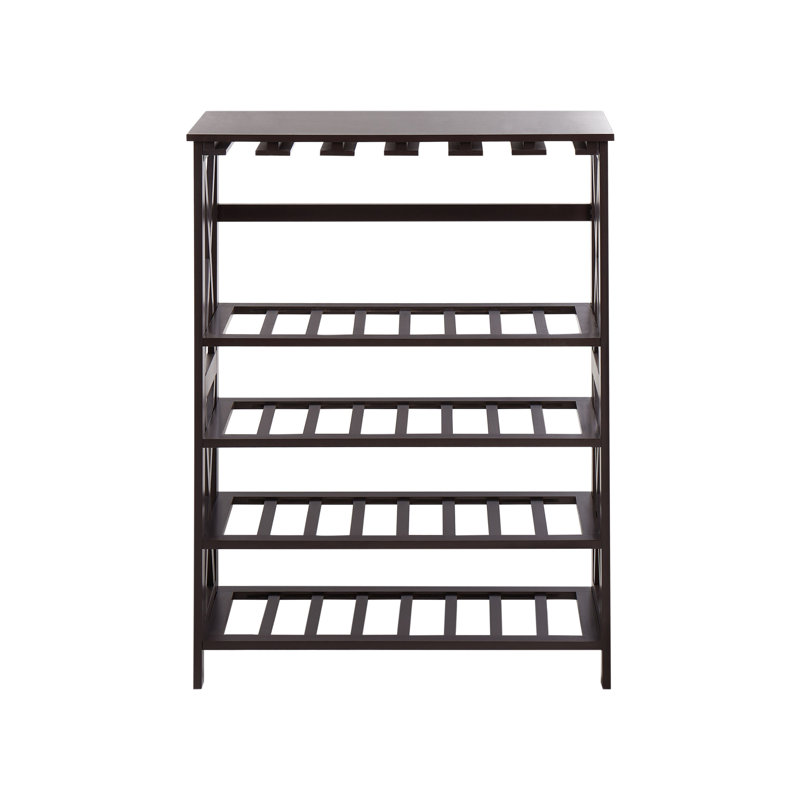 ROTHESAY 28 Bottle Floor Wine Bottle & Glass Rack Brown