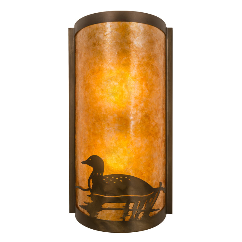 Loon Right LED Flush Mounted Sconce, Amber, Antique Copper