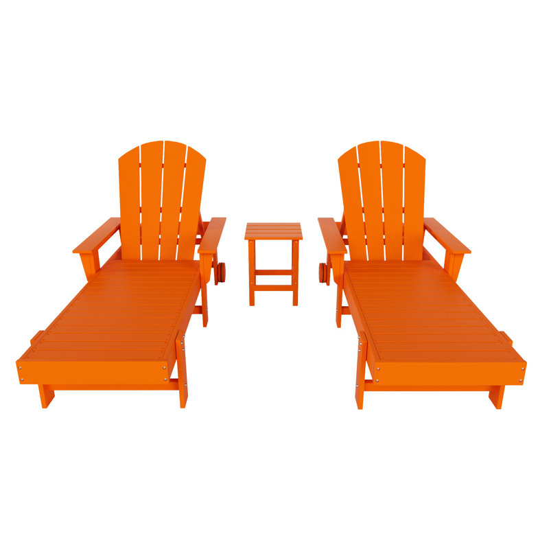 Laguna Outdoor Chaise Lounge Set with Table, Orange