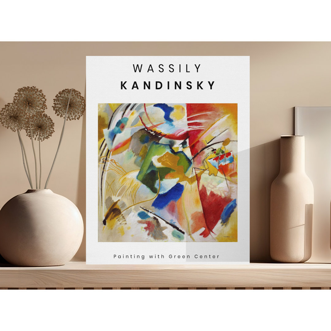 Kandinsky Canvas Wall Art, Painting with Green Center, Abstract Art Print, Gallery Wrapped Canvas, Modern Home Decor, Ready to Hang