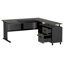 63" L-Shaped Executive Desk With File Cabinet, Drawers & Shelves, Corner Office Workstation
