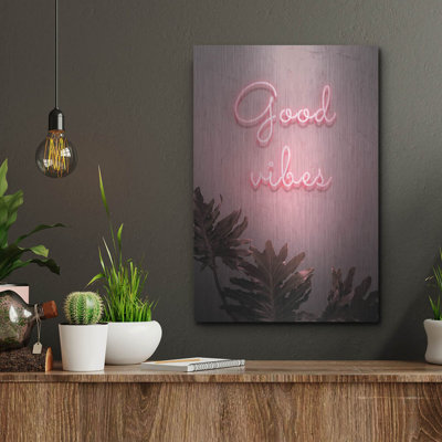 Good Vibes In Neon Pink', Metal Wall Art