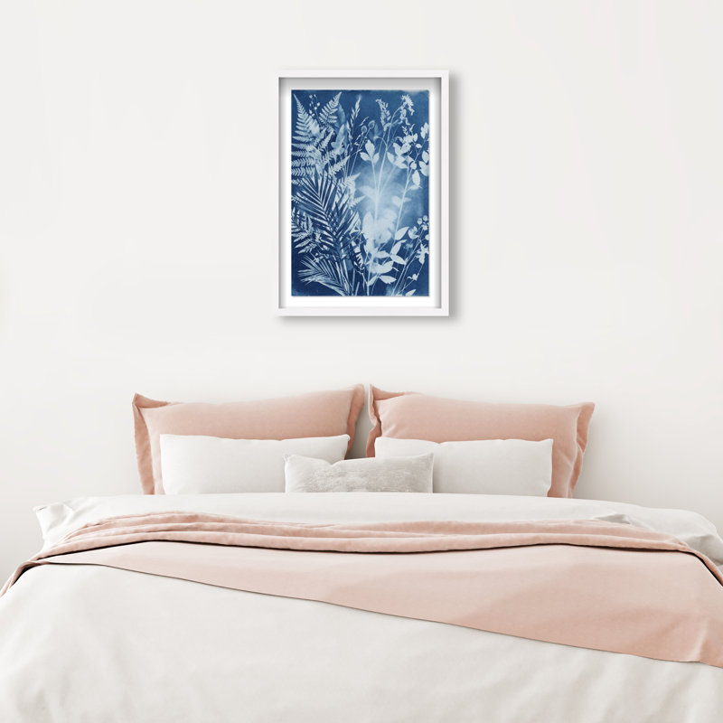 Blue Foliage II Print by Oliver Gal, 17.5"H x 25.5"W, White Shadowbox