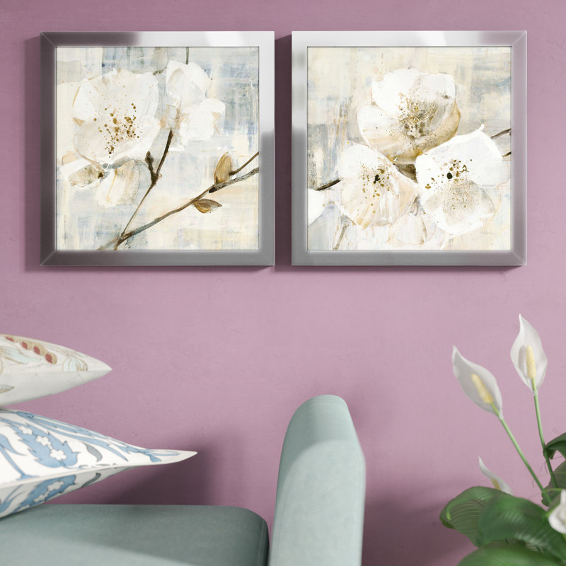 Elegance I Greige - Ensemble de 2 reproductions encadrées sur papier, Pas de tapis, H 16,5 po x l 33 po