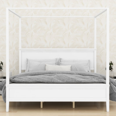 Cadre de lit plateforme à baldaquin avec tête de lit à baldaquin de style campagnard et pieds fuselés pour un style polyvalent