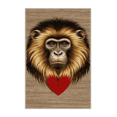 Washable Gelada Wildlife Area Rug