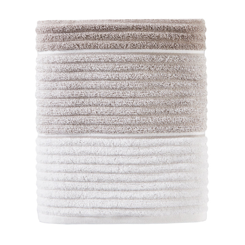 Kerley Cotton Plush Ribbed Bath Towel, Taupe