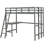 Diamonde Twin Loft Bed Frame W/desk Angled And Built-in Ladder Solid Wooden Frame Gray
