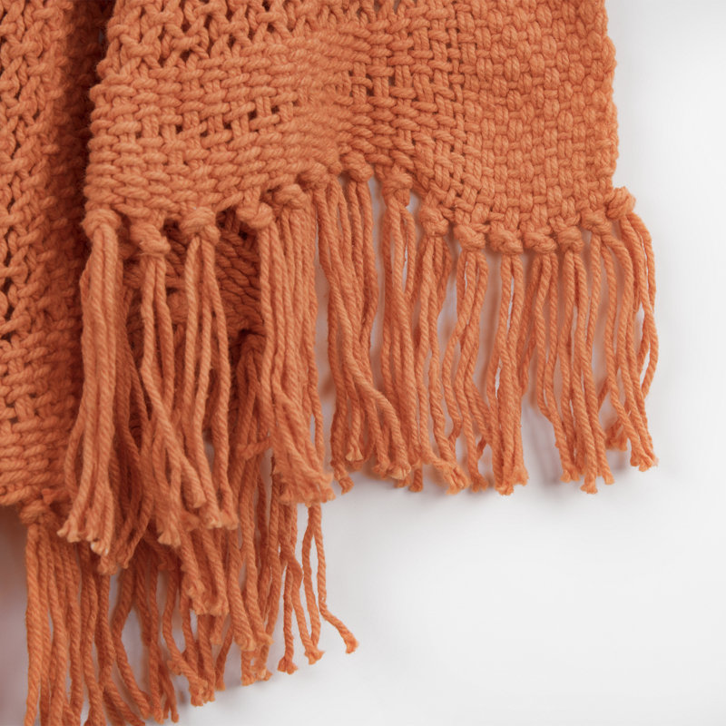 Jeté 100% coton tissé orange