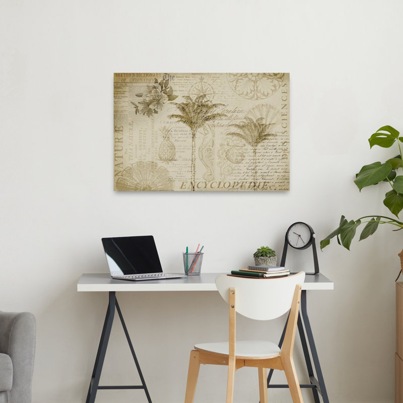 «Tropical Botanical Exploration», impression rétro sur un palmier rétro, paysage tropical, 24" H x 36" W