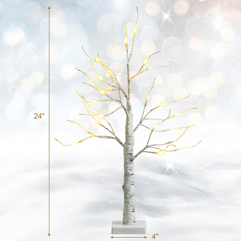 Arbre de Noël artificiel blanc 24 "avec 24 lumières DEL H 24"