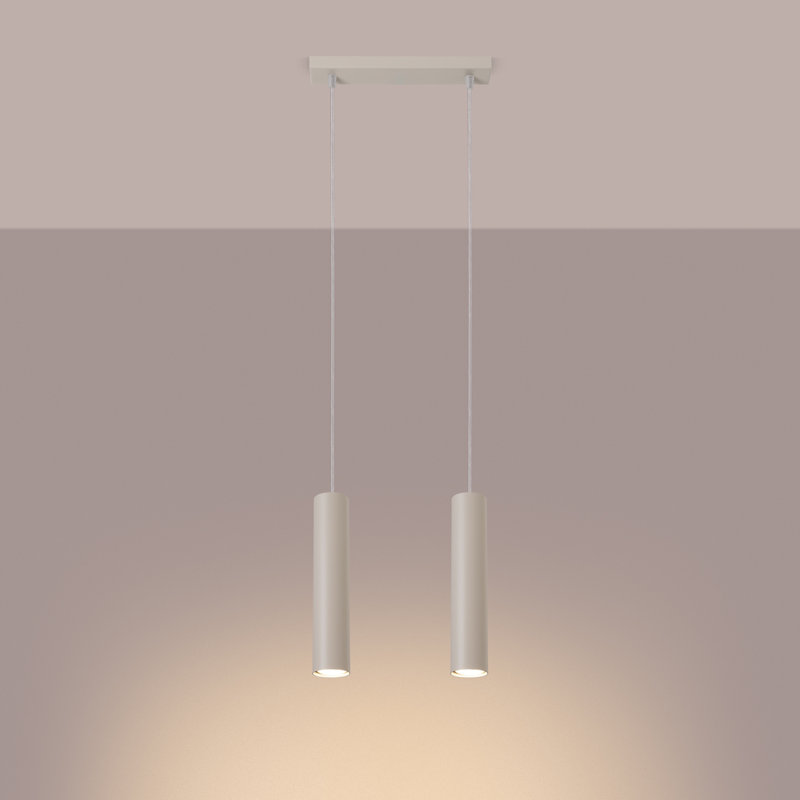 Bergmundur - Light Stainless Steel Pendant, 13cm W x 14cm D, 2 Lights, Beige