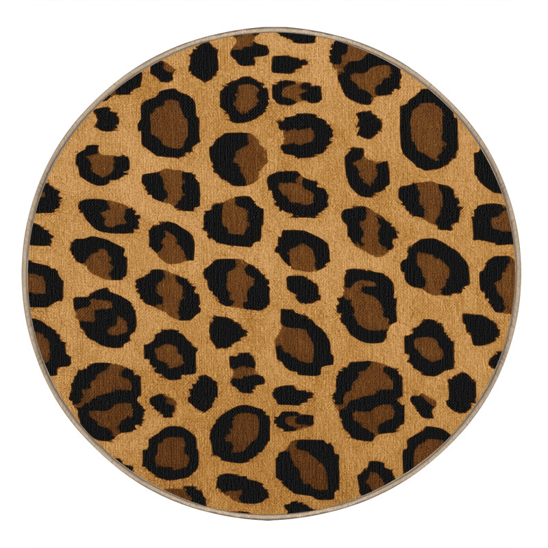 Washable King Cheetah Big Cats Area Rug, Round 8'