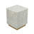 14x14x18" Square Accent Stool with White Capiz Shell Finish and Gold Pedestal Base