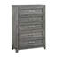 Commode en bois 5 tiroirs Garretson avec finition grise et construction en queue d'aronde pour le rangement de la chambre à coucher-1407253802