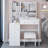 37" Middle Size Left Bedside Cabinet Vanity Table + Cushioned Stool, Extra Large Right Sliding Mirror, Multi Layer High Capacity Storage, Practical Fashionable Dresser, Suitable For Large Space-1456487376