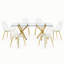 Modern Glam 71'' Glass Dining Set with 6 Acrylic Chairs and Gold Legs-1393875446