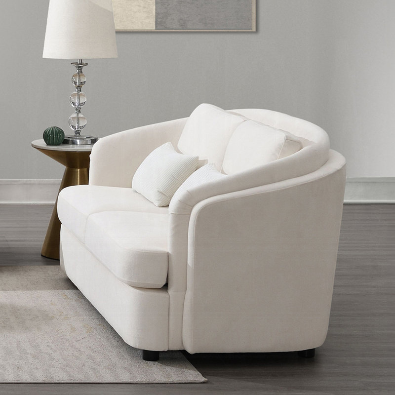 Canapé deux places de 176 cm de large avec 2 coussins, lin beige