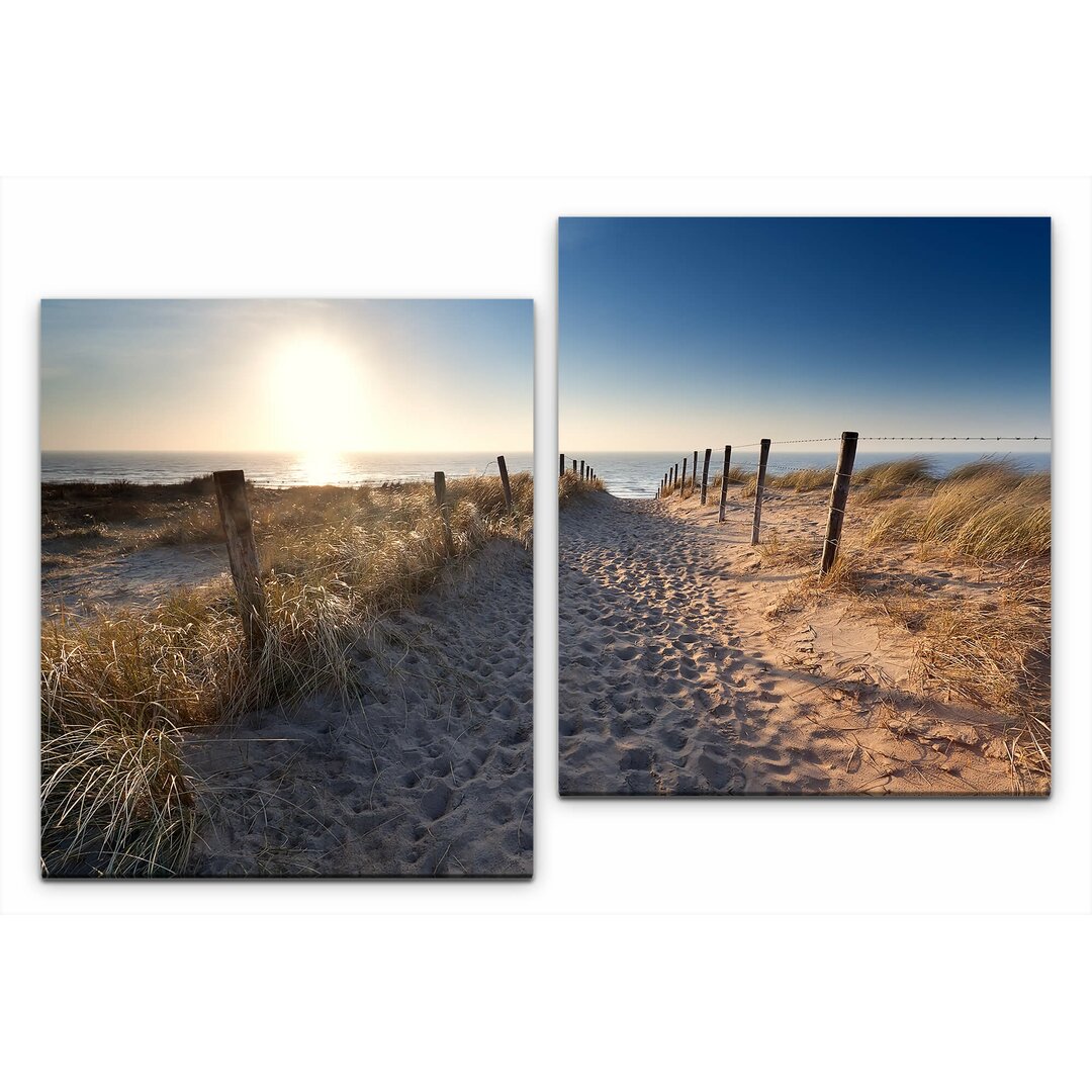 2-tlg. Leinwandbilder-Set Niederlande Strand