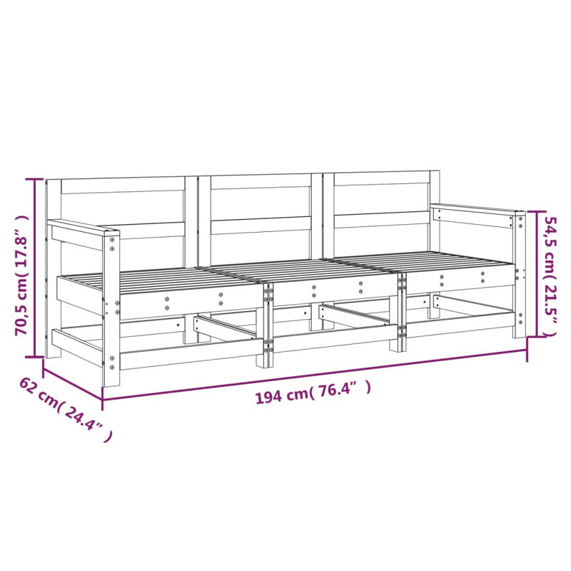 Baldweyn 62cm Wide Rectangle Patio Sofa, 3