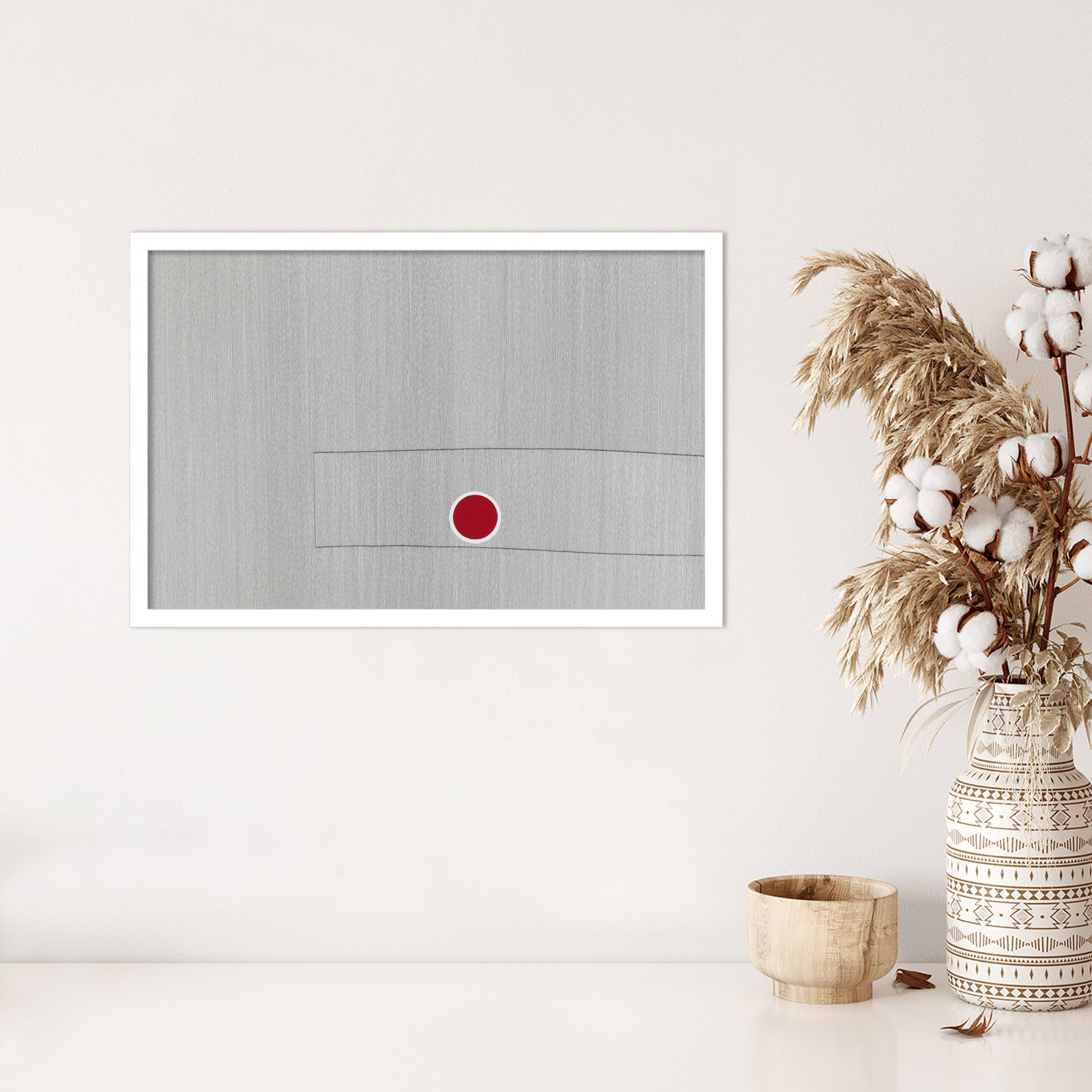 Grey Drawing Fifty Seven Print, White, 17" H x 25" W x 1" D
