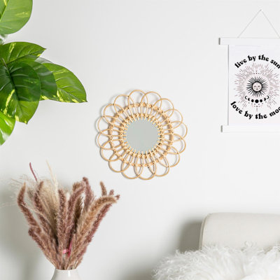 Daisy Rattan Flat Wall Mirror