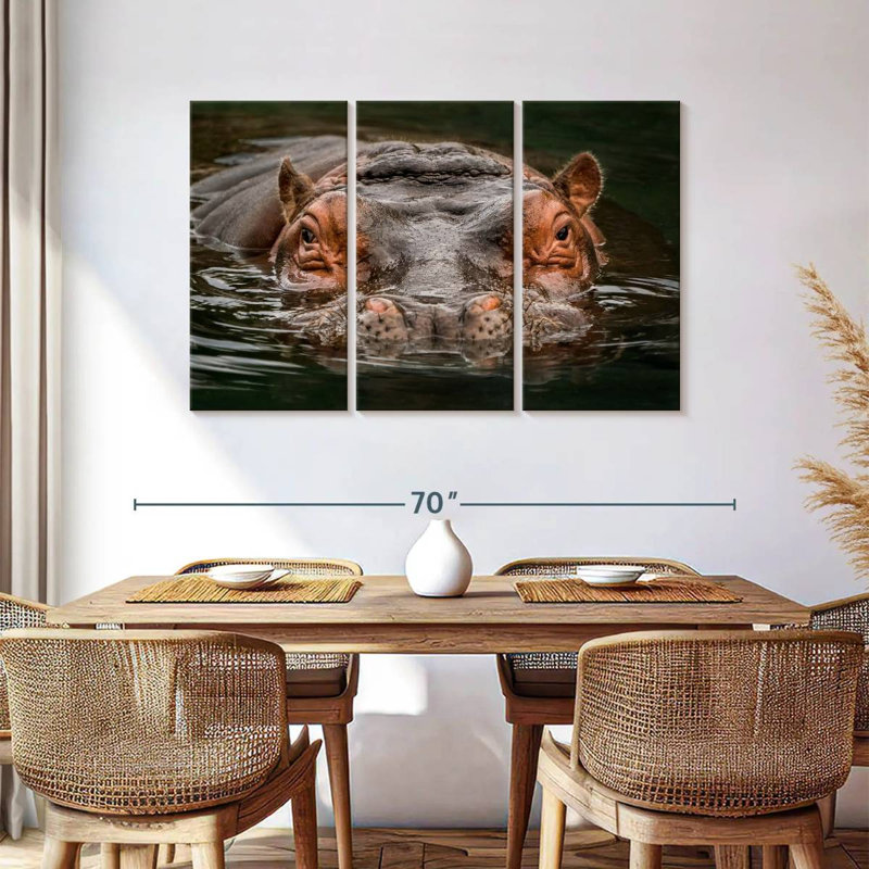 Hippopotame submergé Brampt, H 36 po x l 57 po