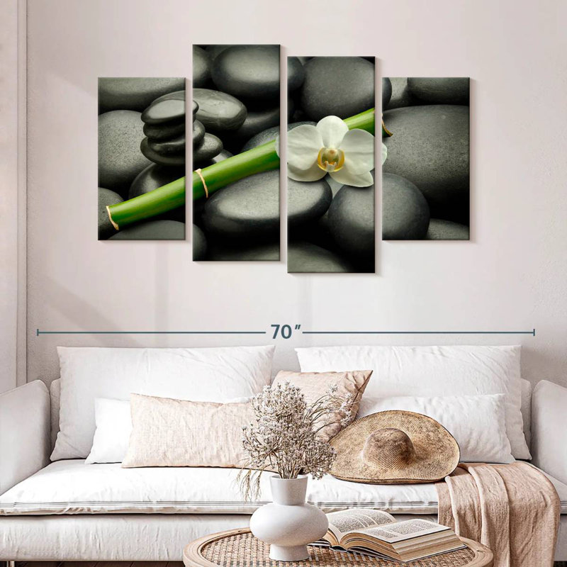 Motif floral de pierres zen Kerrick, H 32 po x l 52 po