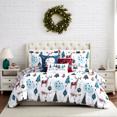 Southshore Fine Linens Winter Wonderland Comforter Bedding Set, 6-Piece, 1 Comforter, 2 Shams, 2 Throw Pillows and 1 Pillow Cover, Full/Queen