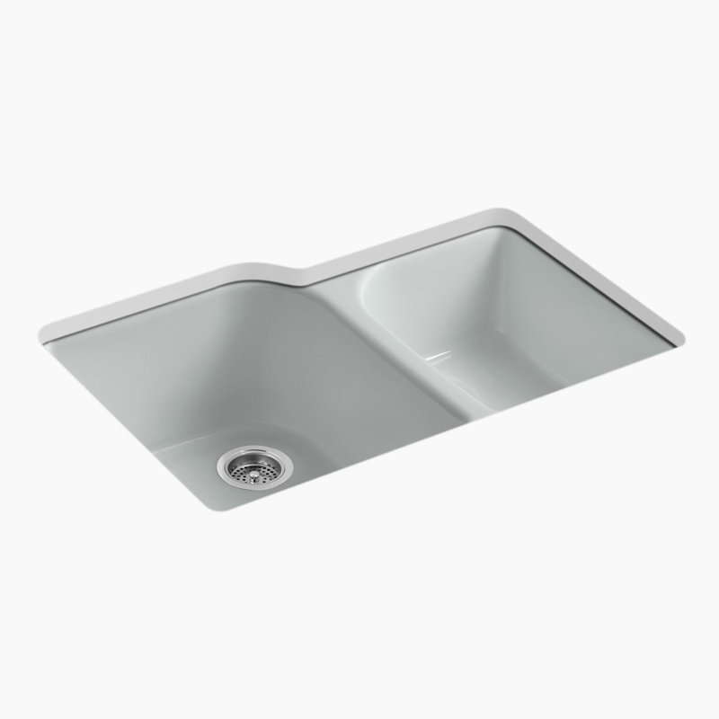 Executive Chef 33" L x 22" W Undermount Kitchen Sink with 4 Oversize Faucet Holes, Ice Gray