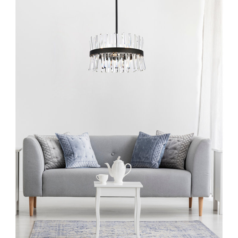 Luminaire suspendu rond en cristal Athol 12 pouces noir, 20" W, Noir, noir, noir, noir, 10 lumières