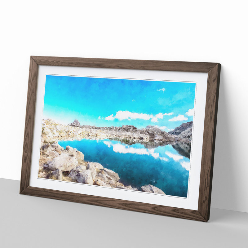 Lac De Bastani Lake in France - Picture Frame Painting, Walnut Framed, 48cm H x 65cm W x 2cm D